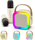 Portable Karaoke Machine with 2 Wireless Microphones | Bluetooth, LED Lights, Voice Changer, Kids & Adults