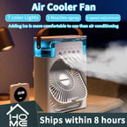 Portable Desktop Air Cooler Fan with 7 Color LED Lights and Mist Spray