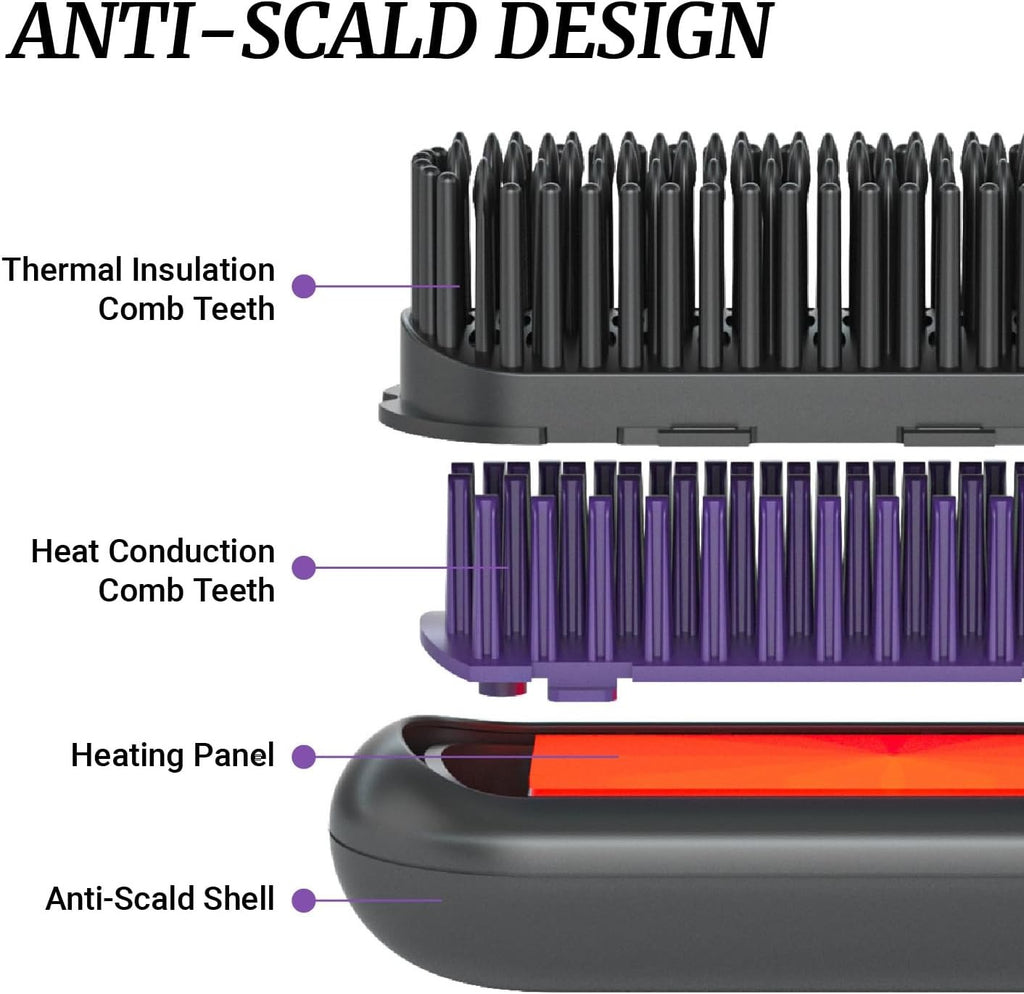 2-in-1 Cordless Hair Straightener Brush – Salon-Smooth Hair Anywhere