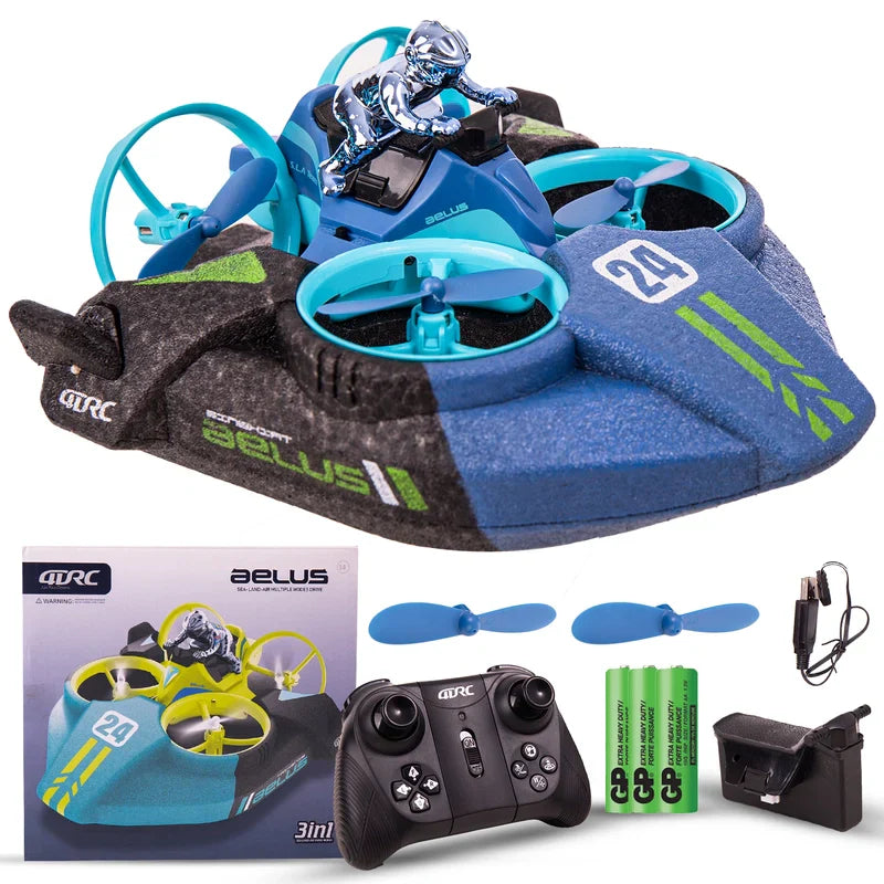 3-in-1 RC Flying Car – Remote Control Drone for Air, Water & Land
