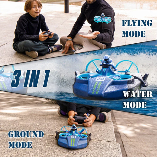 3-in-1 RC Flying Car – Remote Control Drone for Air, Water & Land