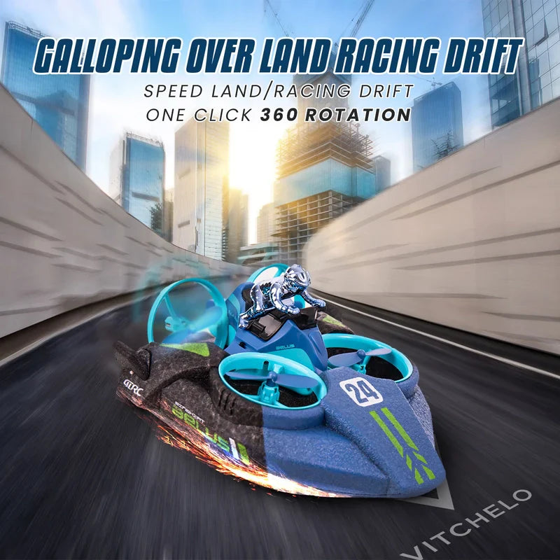 3-in-1 RC Flying Car – Remote Control Drone for Air, Water & Land