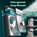 Portable Desktop Air Cooler Fan with Mist Spray & 7 Color LED Lights