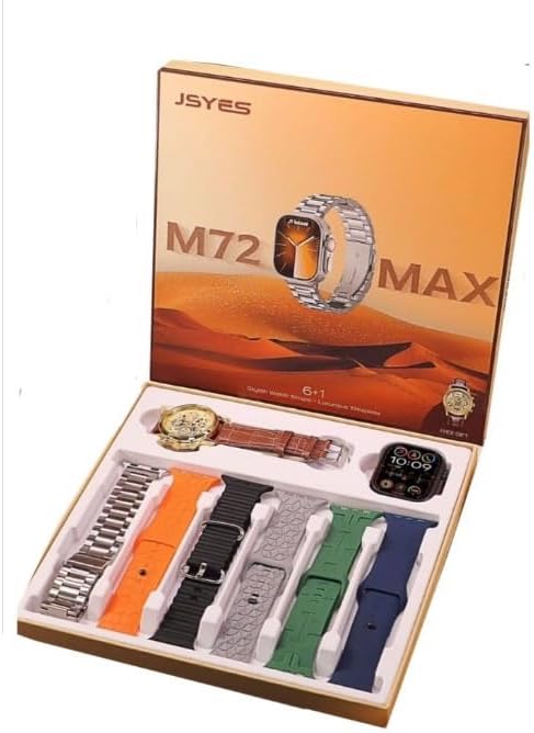 M72 Max Smartwatch | 2" HD Screen, Bluetooth Calls, Wireless Charging, 6 Watch Bands Included