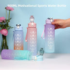 BPA-Free Motivational Water Bottle Set of 3 – 2L, 900ml & 500ml with Time Markers