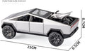 Tesla Cybertruck 1:32 Diecast Model Car with Motorcycle | Sound, Light & Pull Back Function