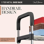 5-Tier Metal Freestanding Shoe Rack | Portable, Easy Assembly, Shoe Organizer for Home
