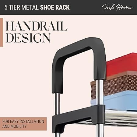 5-Tier Metal Freestanding Shoe Rack | Portable, Easy Assembly, Shoe Organizer for Home