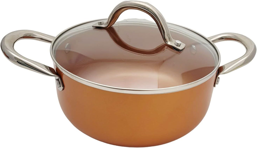 Nonstick Copper Ceramic Dutch Oven 6.5Qt | PFOA-Free, Vented Glass Lid, All Stovetops