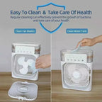 Portable Desktop Air Cooler Fan with Mist Spray & 7 Color LED Lights