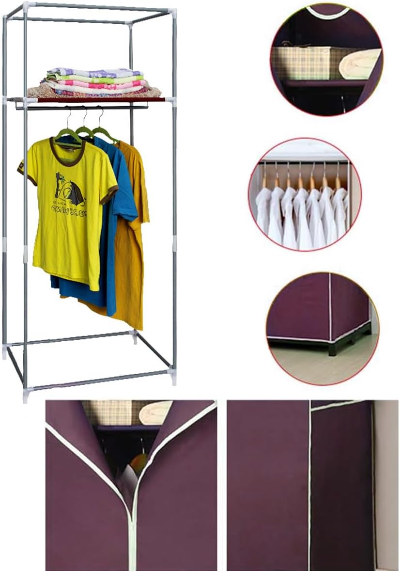Portable Closet Wardrobe Storage Organizer | Non-Woven Cover, Hanging Space, Multi-Shelf