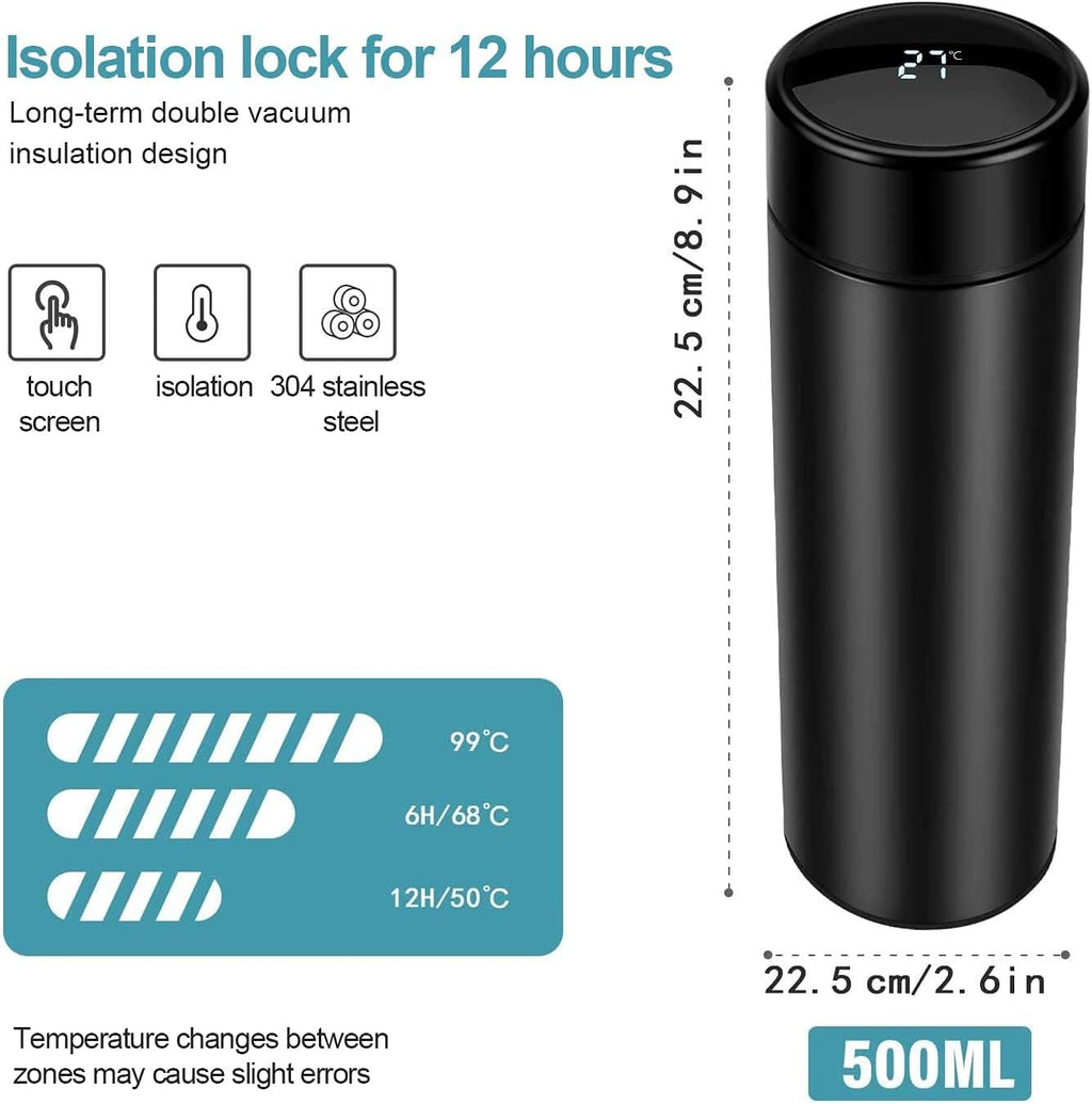 500ml Smart Thermos Cup – LED Temperature Display & 24H Hot/Cold