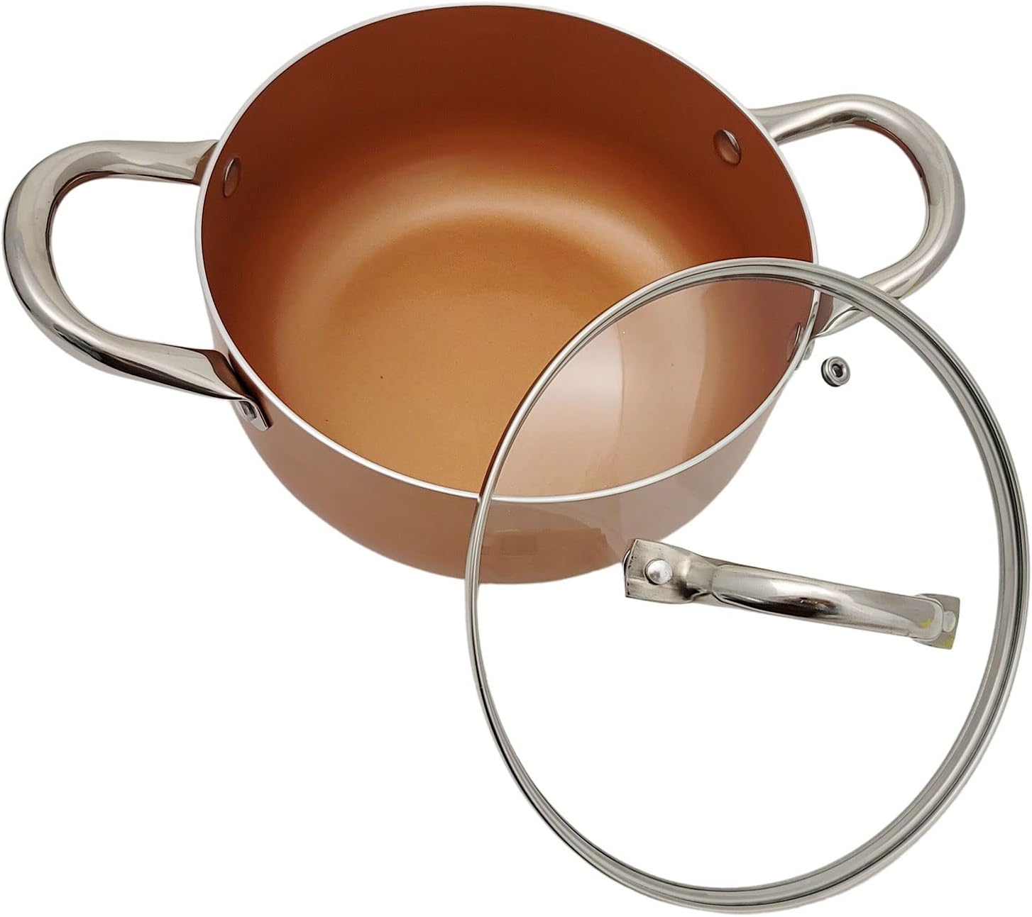 Nonstick Copper Ceramic Dutch Oven 6.5Qt | PFOA-Free, Vented Glass Lid, All Stovetops