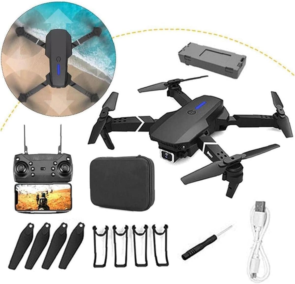 E88 Pro Drone – 4K Dual Camera, WiFi FPV & Foldable RC Quadcopter