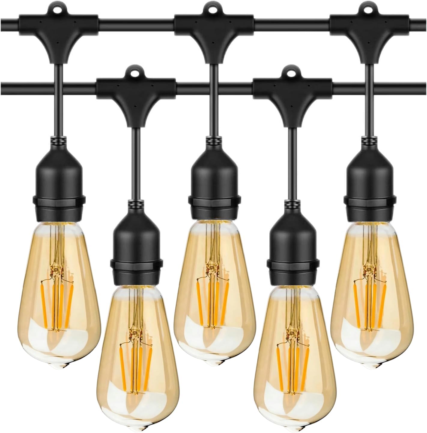 Outdoor LED Festoon String Lights | 10M, 20 Bulbs, IP65 Waterproof, Connectable, Patio & Garden