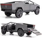 Tesla Cybertruck 1:32 Diecast Model Car with Motorcycle | Sound, Light & Pull Back Function