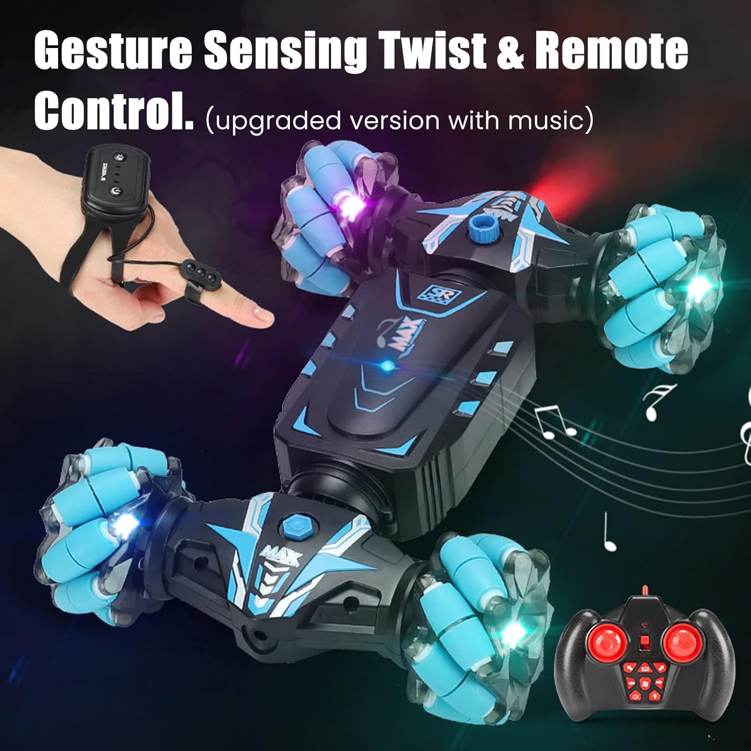 4WD Gesture Sensor Stunt RC Car – 360° Rotating Off-Road with Lights