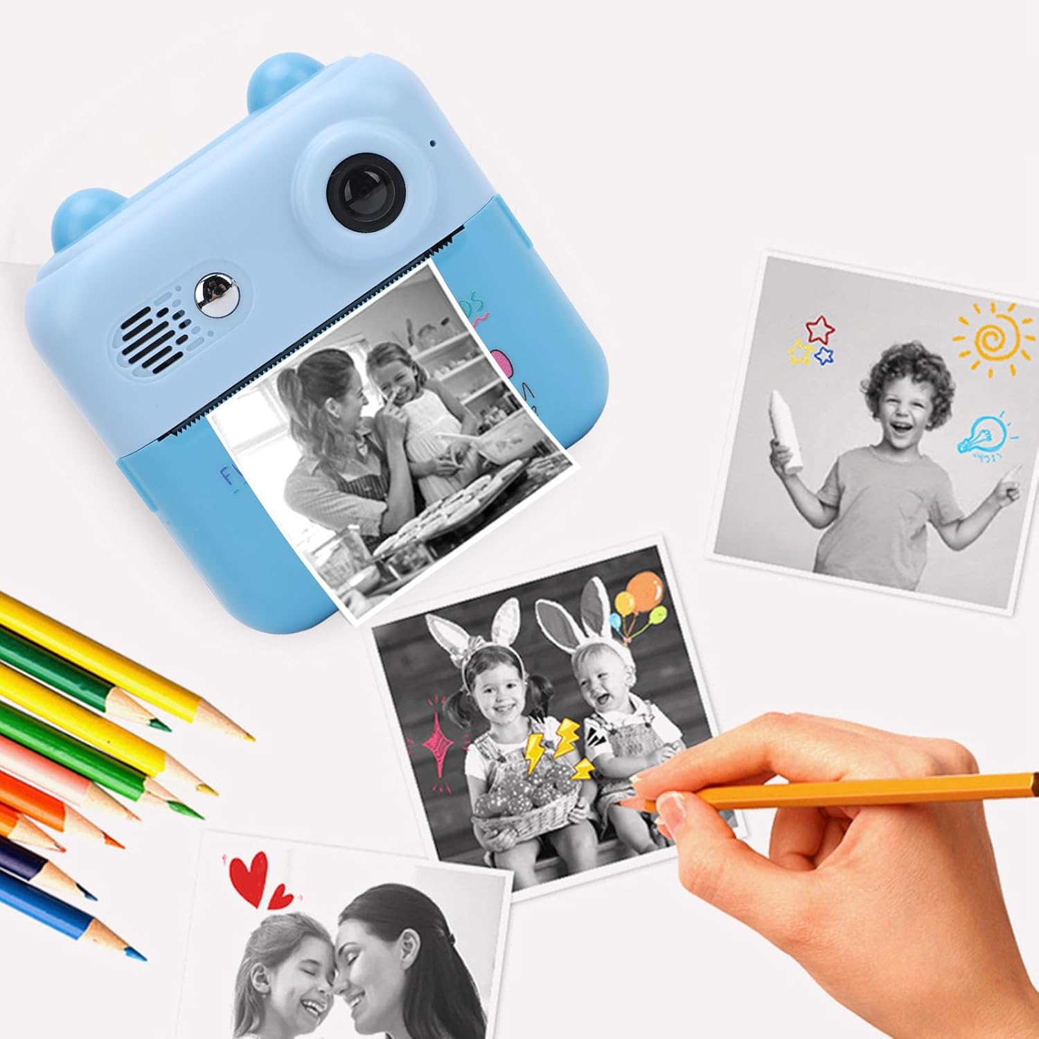 Kids Instant Print Camera | 50MP, 1080P HD, Inkless Printing, 16x Zoom, 2.4" IPS Screen