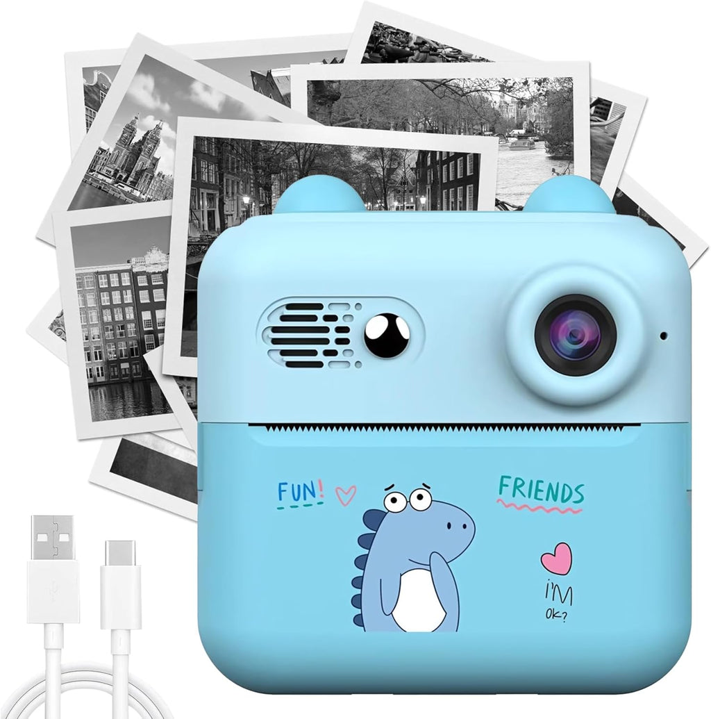 Kids Instant Print Camera | 50MP, 1080P HD, Inkless Printing, 16x Zoom, 2.4" IPS Screen