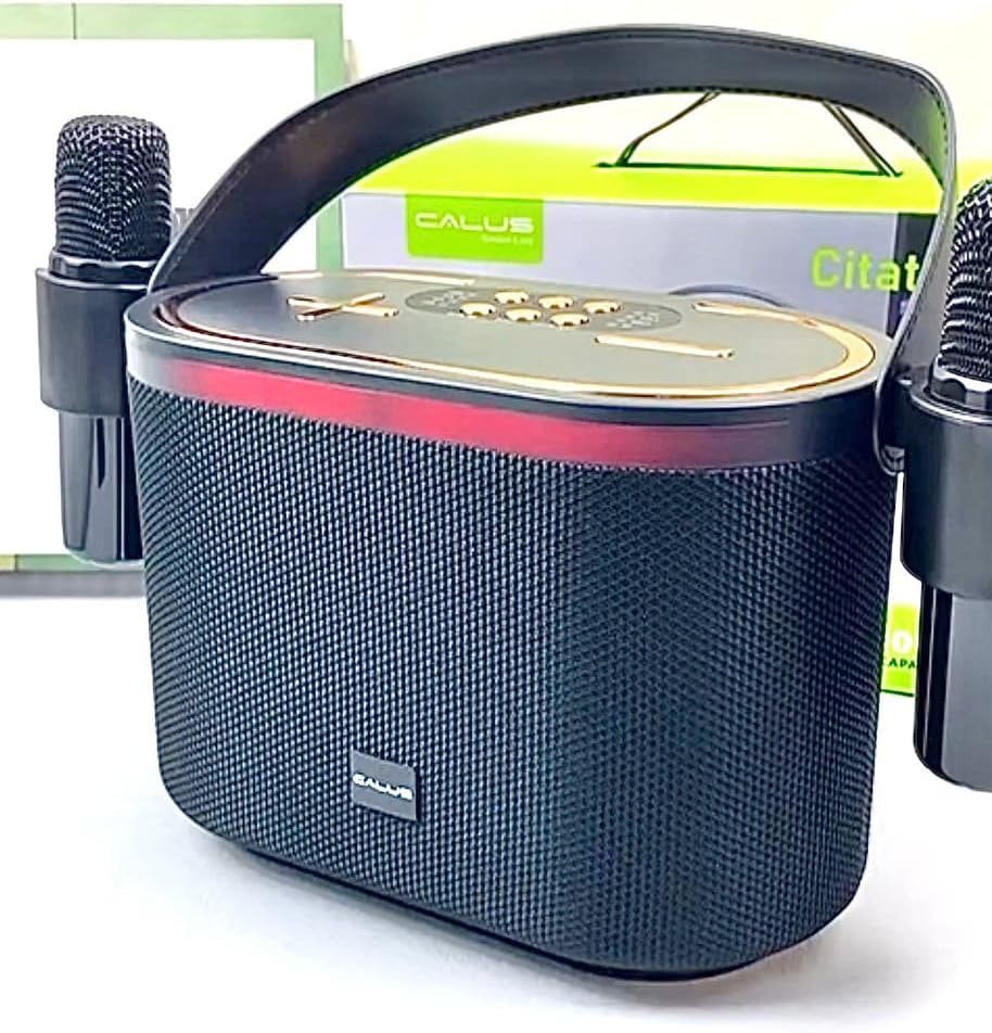 Calus Wireless Karaoke Speaker | 2 Wireless Mics, 4000mAh, Bluetooth, SD Card, USB & AUX