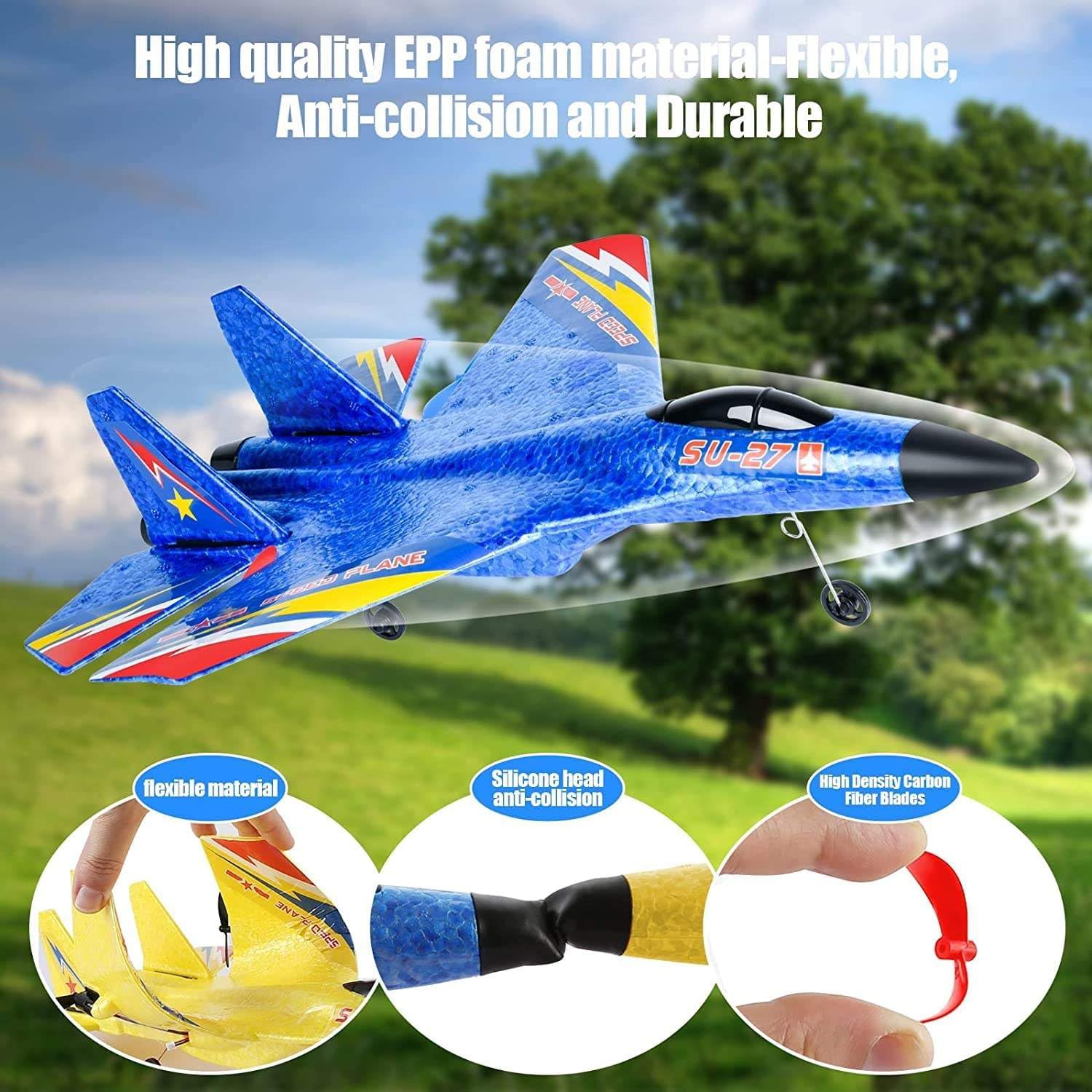 SU-27 RC Airplane – 2.4GHz Remote Control Plane with LED Night Lights
