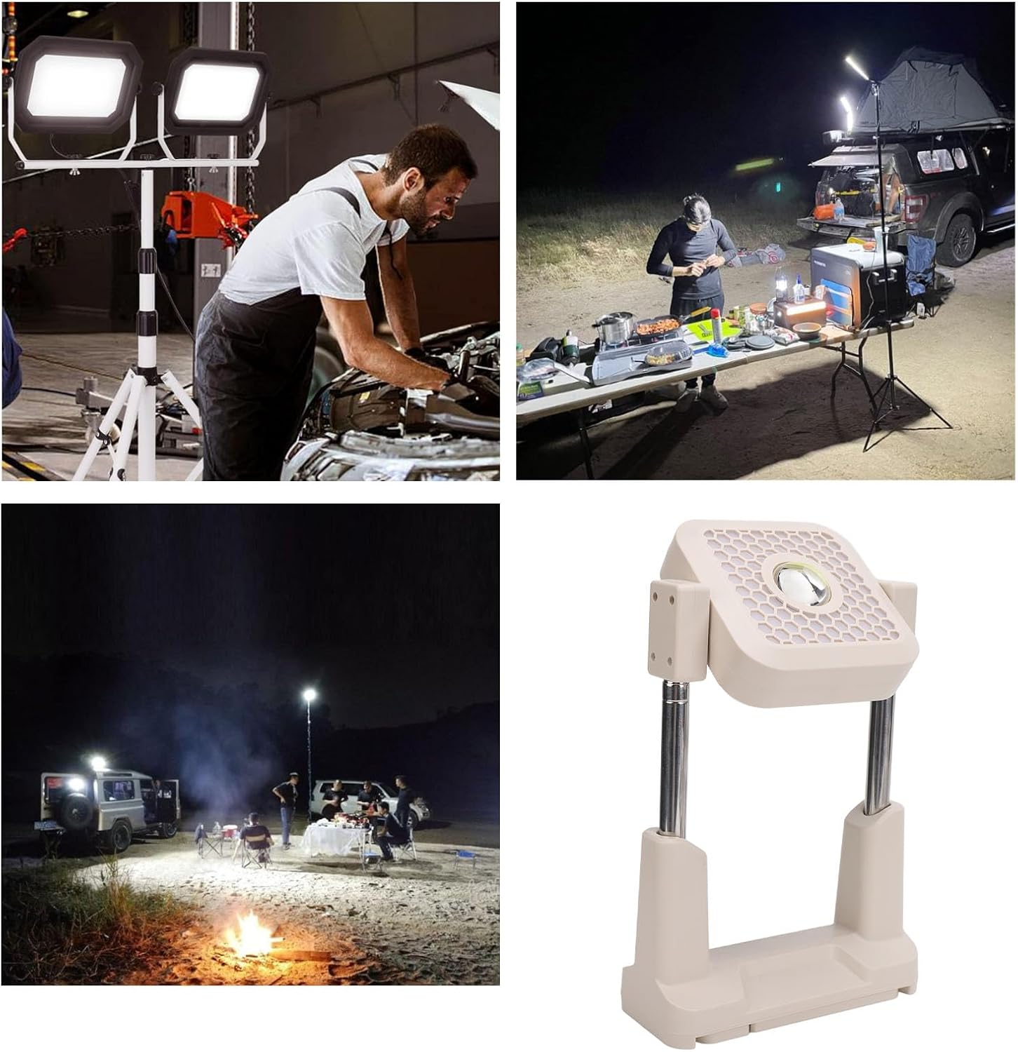 Solar Powered Work Light | 10000 Lumens, Adjustable Height 165.5cm, Rechargeable, Outdoor
