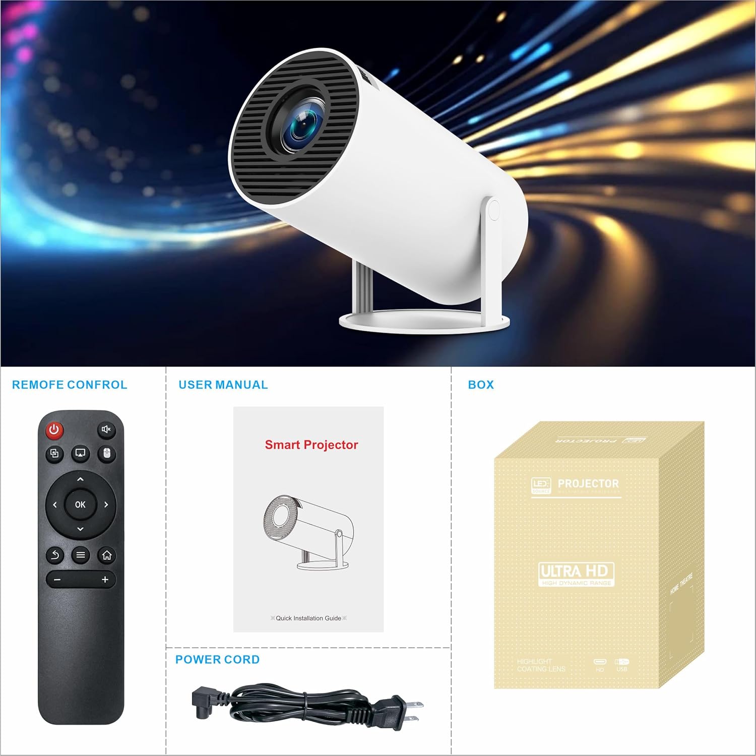 4K Portable Smart Projector with Bluetooth 5.0 & WiFi 6 | Home Cinema