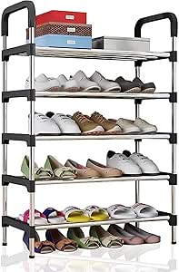 5-Tier Metal Freestanding Shoe Rack | Portable, Easy Assembly, Shoe Organizer for Home