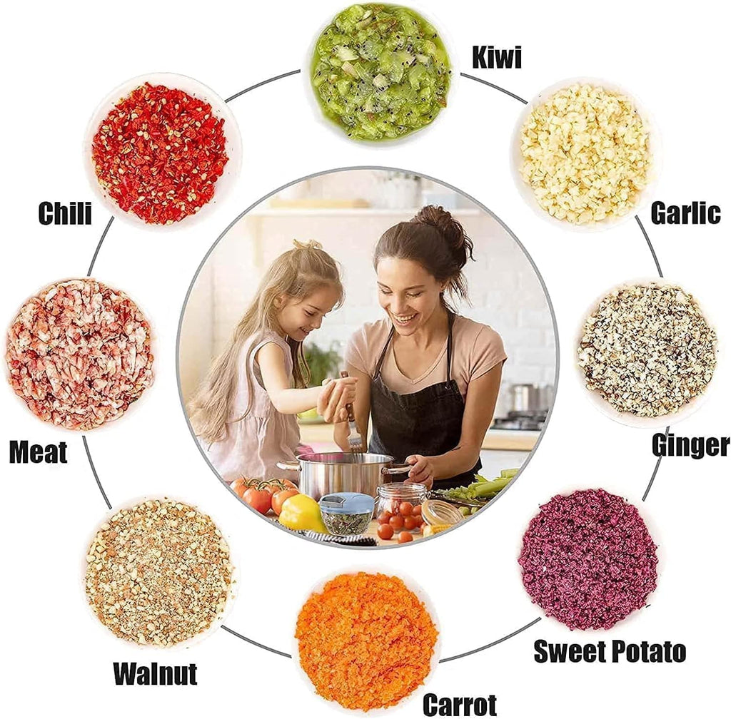 1.5L Manual Hand-Press Vegetable Chopper – Stainless Steel Food Cutter