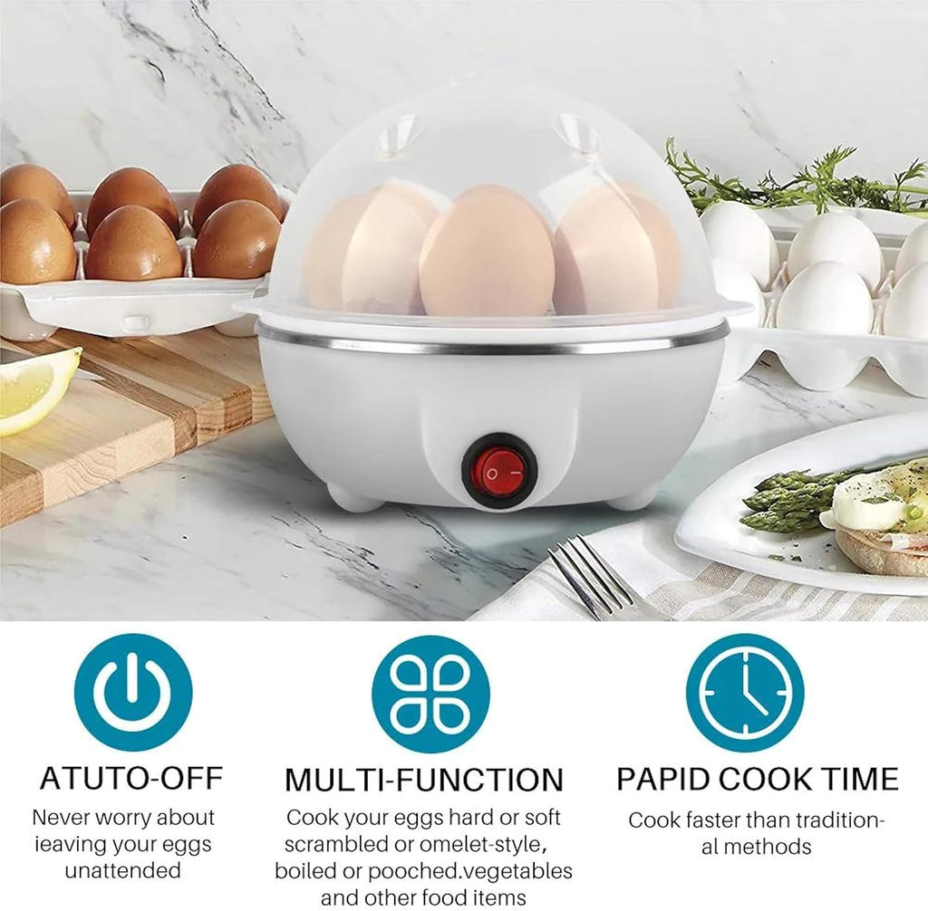 Electric Egg Cooker & Poacher | 350W, 7-Egg Capacity, Auto Shut-Off, Multi-Function