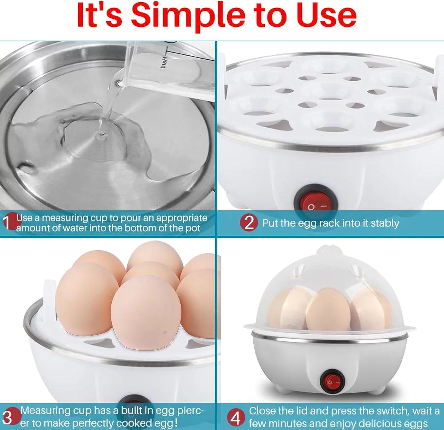 Electric Egg Cooker & Poacher | 350W, 7-Egg Capacity, Auto Shut-Off, Multi-Function