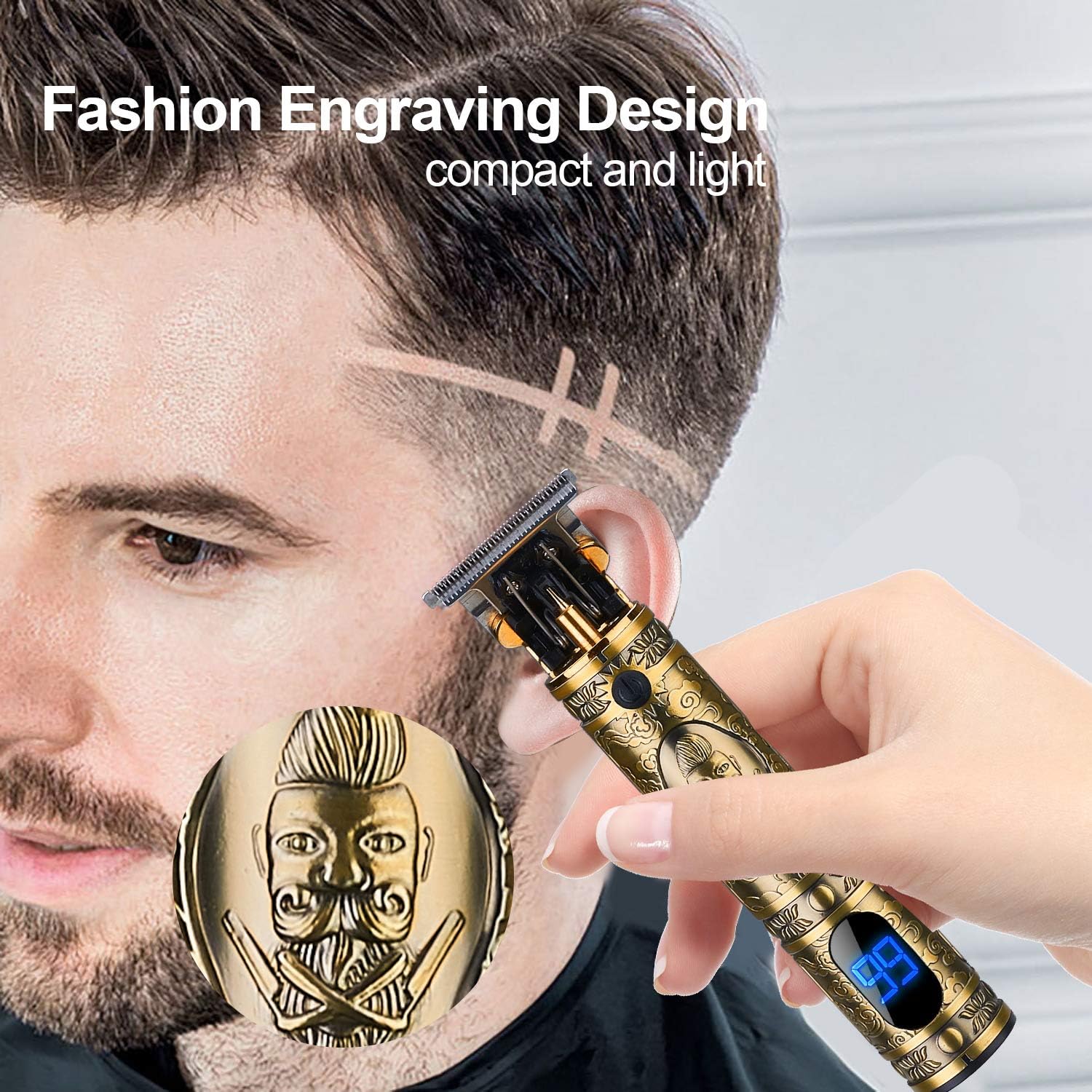 T9 Professional Hair Trimmer for Men | Zero Gap, Titanium T-Blade, LCD Display, USB Rechargeable