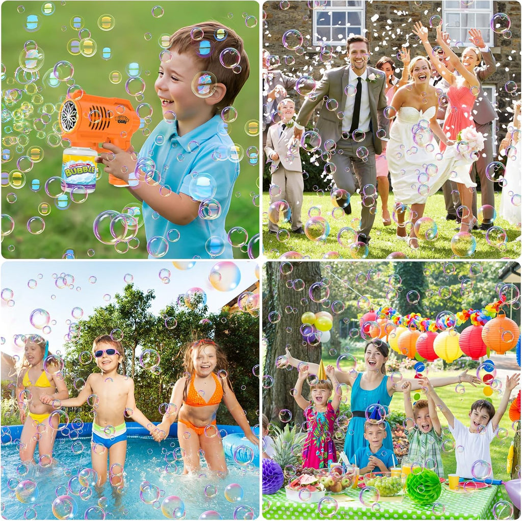LED Bubble Gun Machine for Kids | 10,000+ Bubbles/Min, 10-Hole, Leak-Proof, 130ml Solution