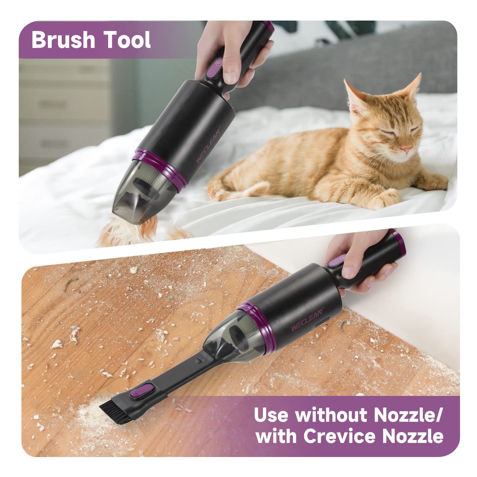 Handheld Vacuum Cleaner | 4000Pa, 60W, 2-in-1 Crevice Tool, Lightweight & Cordless