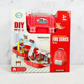 2-in-1 Kids Backpack & DIY Parking Lot Playset | Fire Series, Alloy Cars, Age 3+