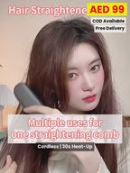 2-in-1 Cordless Hair Straightener Brush – Salon-Smooth Hair Anywhere