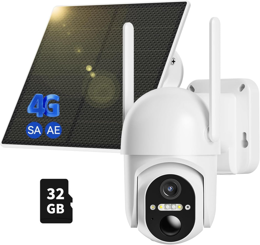 4G LTE Solar Security Camera | 2K, 360° View, Colour Night Vision, PIR Motion, No WiFi Needed